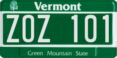 VT license plate ZOZ101