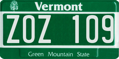 VT license plate ZOZ109