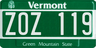 VT license plate ZOZ119