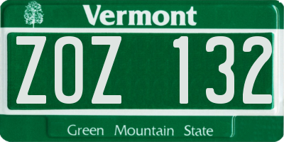 VT license plate ZOZ132