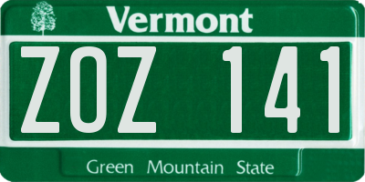 VT license plate ZOZ141