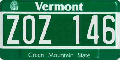 VT license plate ZOZ146