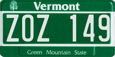 VT license plate ZOZ149