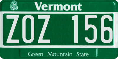 VT license plate ZOZ156