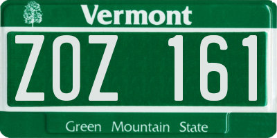 VT license plate ZOZ161