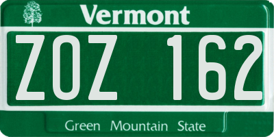 VT license plate ZOZ162