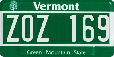 VT license plate ZOZ169