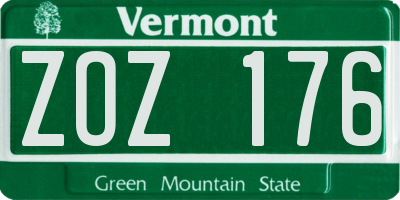 VT license plate ZOZ176