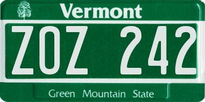 VT license plate ZOZ242