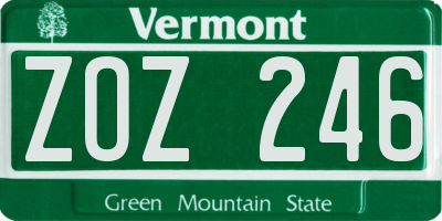 VT license plate ZOZ246