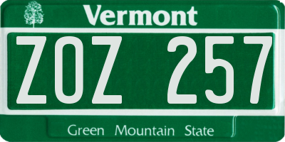VT license plate ZOZ257