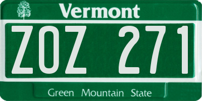 VT license plate ZOZ271