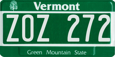 VT license plate ZOZ272