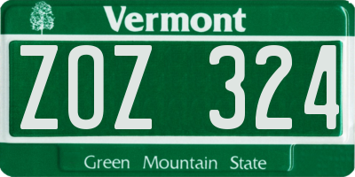 VT license plate ZOZ324