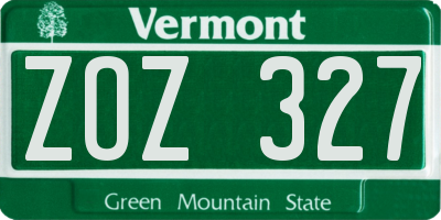 VT license plate ZOZ327