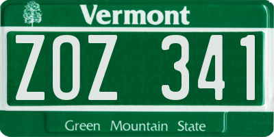 VT license plate ZOZ341