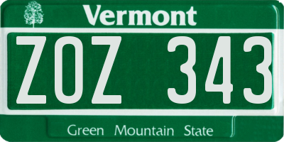 VT license plate ZOZ343