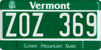 VT license plate ZOZ369