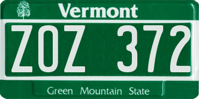 VT license plate ZOZ372