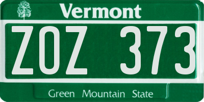 VT license plate ZOZ373