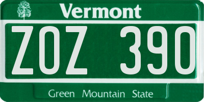 VT license plate ZOZ390