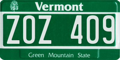 VT license plate ZOZ409