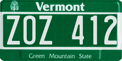 VT license plate ZOZ412