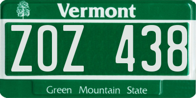 VT license plate ZOZ438