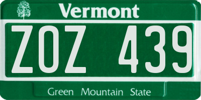 VT license plate ZOZ439