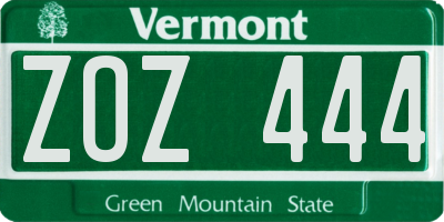 VT license plate ZOZ444