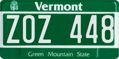 VT license plate ZOZ448