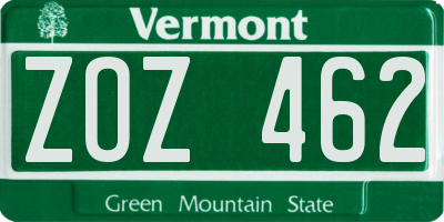 VT license plate ZOZ462