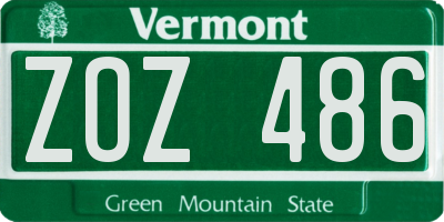 VT license plate ZOZ486
