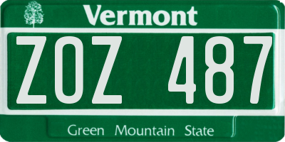 VT license plate ZOZ487