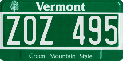 VT license plate ZOZ495