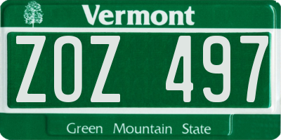 VT license plate ZOZ497