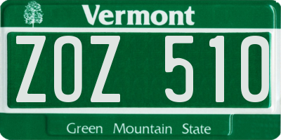 VT license plate ZOZ510