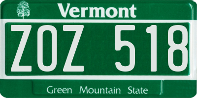 VT license plate ZOZ518