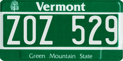 VT license plate ZOZ529