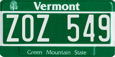 VT license plate ZOZ549