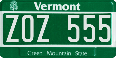 VT license plate ZOZ555