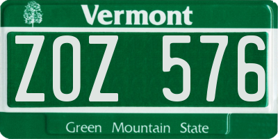 VT license plate ZOZ576