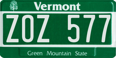 VT license plate ZOZ577