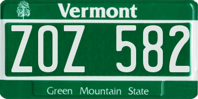 VT license plate ZOZ582