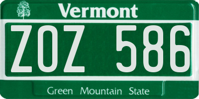 VT license plate ZOZ586