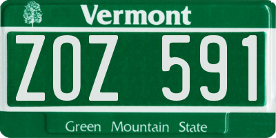 VT license plate ZOZ591