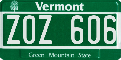 VT license plate ZOZ606