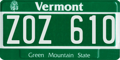 VT license plate ZOZ610