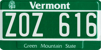 VT license plate ZOZ616