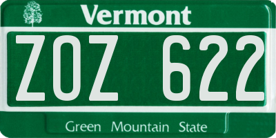VT license plate ZOZ622